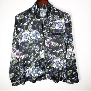 Contemporaine Button Down Floral Top Small Petite